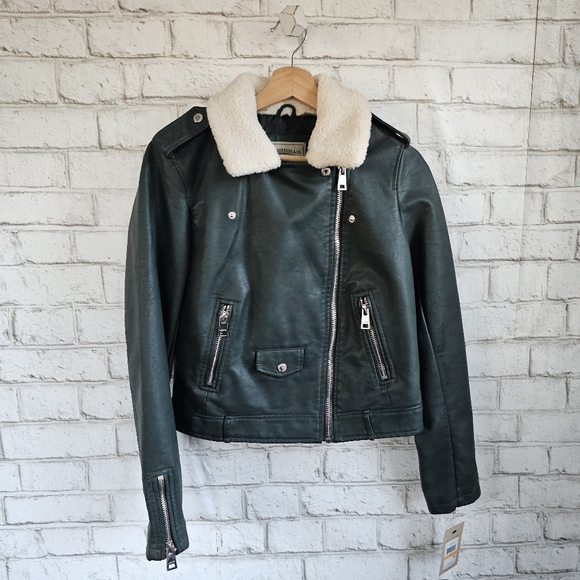 LEVI'S Green Faux-Leather Moto Jacket, S - Picture 7 of 8